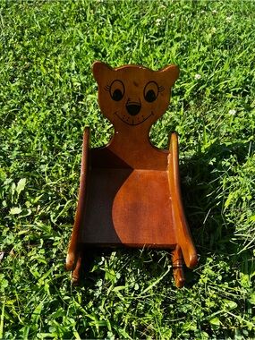 Vintage 1990 Heritage Mint Doll Wood Teddy Bear Face Rocking Chair Toy Furniture
